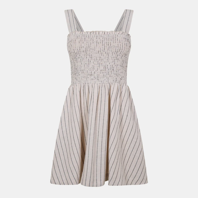 Image of Jack Wills Shirred Skater Dress Natural Stripe female 6 (2XS)