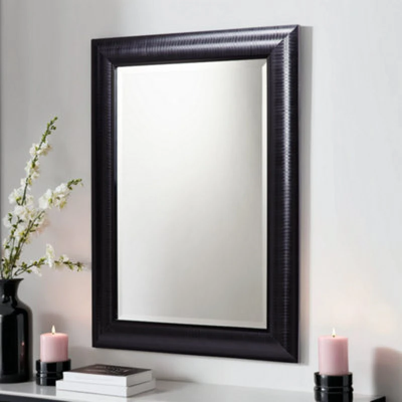 Image of Yearn Textured Black Framed Wall Mirror 118X92.5Cm