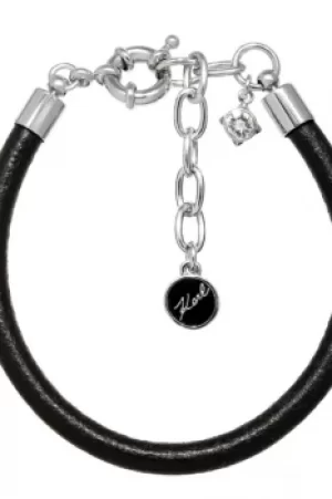 Image of Ladies Karl Lagerfeld Silver Plated Leather Charm Bracelet 5378145
