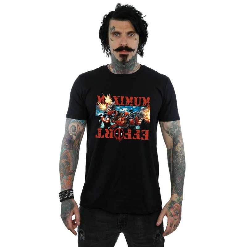 Image of Marvel Marvel Men Deadpool Maximum Effort T-Shirt in Black Size: Small Black S Male 5057245790864