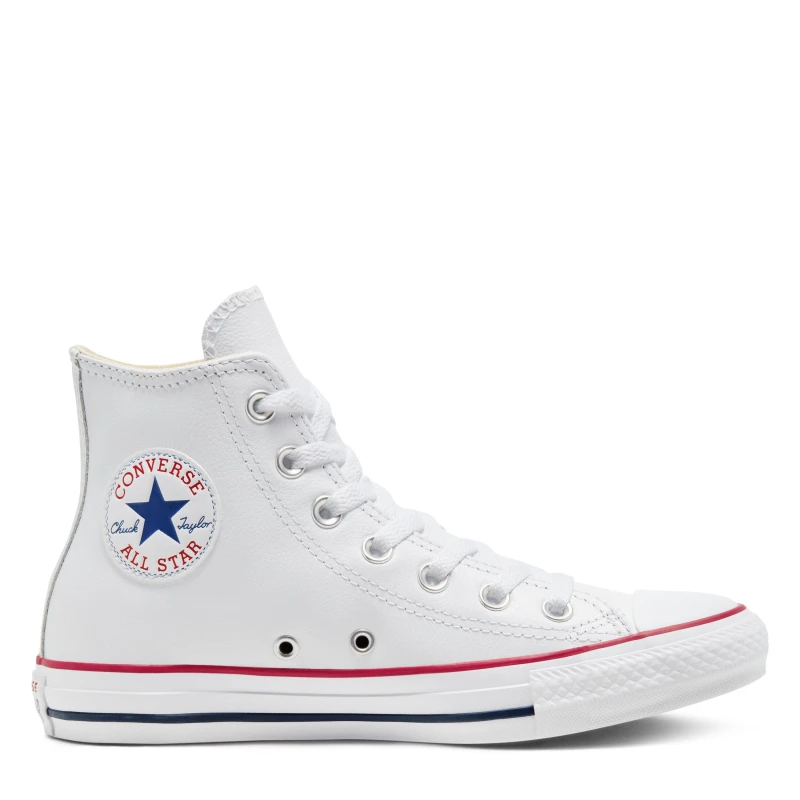 Image of Converse Lifestyle All Star Leather Hi Top Trainers - White White 9
