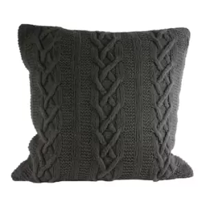 Image of Aran Cable Knit Cushion Charcoal / 55 x 55cm / Polyester Filled