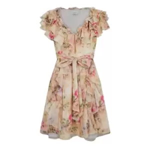 Image of Ted Baker Floral Print Mini Ammiah Dress - Beige