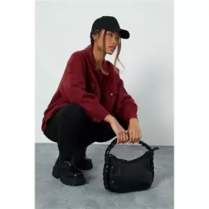 Image of I Saw It First Black Plaited Strap Grab Bag - Black