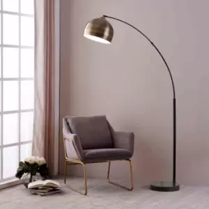 Image of Teamson Home Arc Floor Lamp With Marble Base Antique Brass Finished Shade Vn-l00010Ab-UK