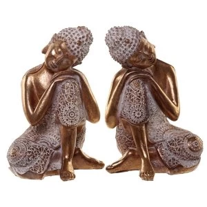 Image of Gold and White Contemplation Thai Buddha Figurine (1 Random Supplied)