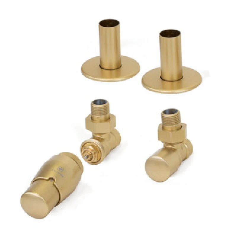 Image of Terma Royal Brass Angled Radiator Valve & Lockshield (Dia)15mm X ½"