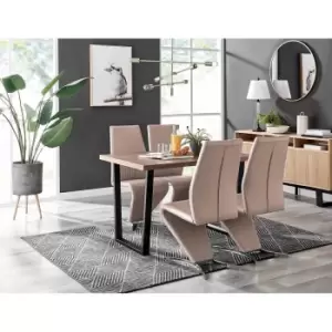 Image of Furniture Box Kylo Brown Wood Effect Dining Table and 4 Cappuccino Willow Chairs
