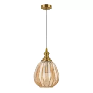 Image of Fishers Globe Pendant Ceiling Light Brass Metal Champagne Glass LED E27 - Merano