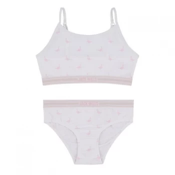 Image of Jack Wills Kids Girls Multipack Bralette And Brief Set - White/Pink