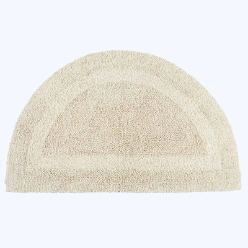 Image of Homescapes Luxury Reversible Semi Circle Bath Mat - Natural Cream