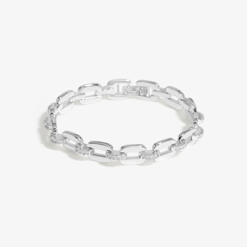 Image of Inicio Silver Plated Cubic Zirconia Chain Bracelet - Gift Jewellery Sets One Size Silver 70549711000