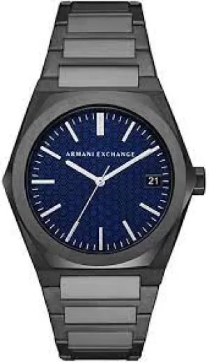 Image of Armani Exchange Mens Three-Hand Date Stainless Steel Watch - Gunmetal
