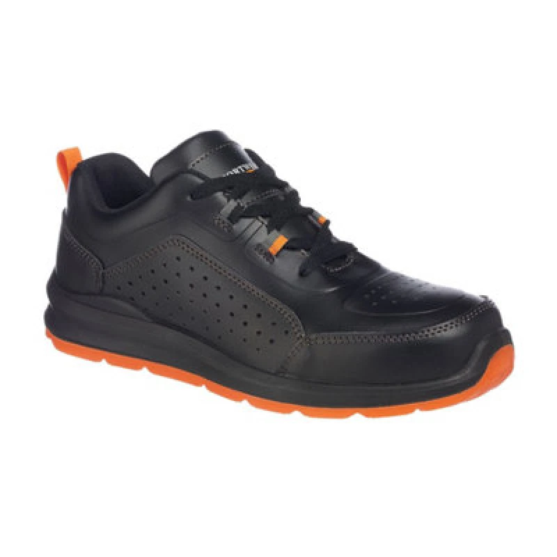 Image of Portwest Compositelite Perforated Safety Trainers FC09BKO48 Colour: Black / Orange
