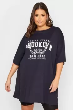 Image of 'Brooklyn' Slogan Oversized Tunic T-Shirt
