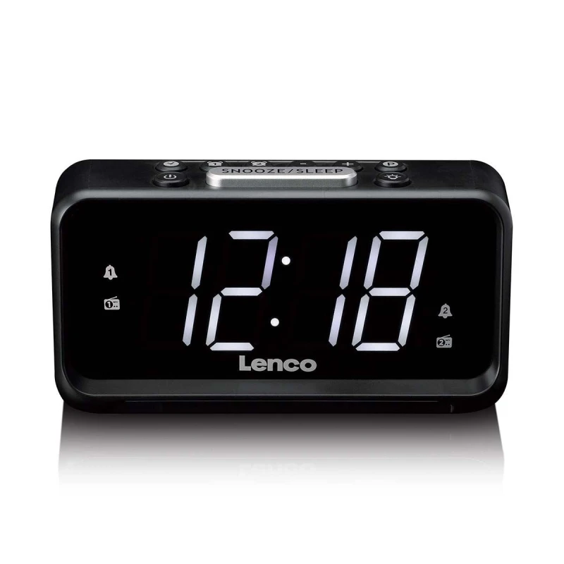 Image of Lenco FM Alarm Clock Radio with Night Light Black NED-111137 Clock Radio