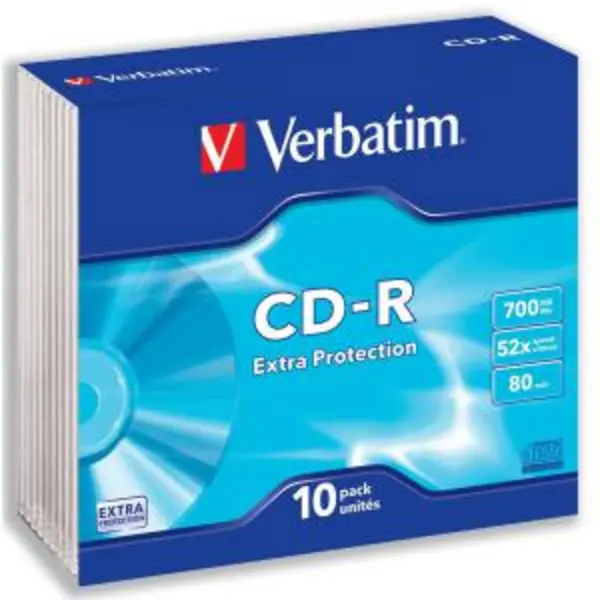 Image of Verbatim CD-R Recordable Disk Slim Cased Write-once 52x Speed 80 Min 4037735