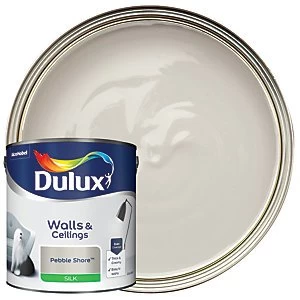 Image of Dulux Walls & Ceilings Pebble Shore Silk Emulsion Paint 2.5L