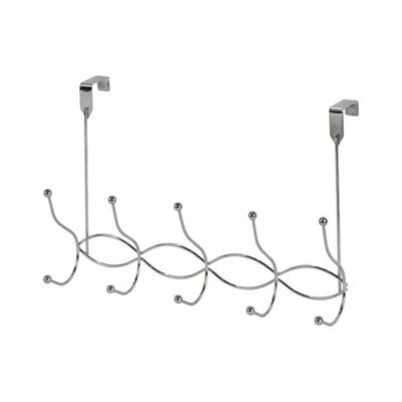 Image of Showerdrape Waves Chrome Over Door Storage Hooks, Silver WAVDHC