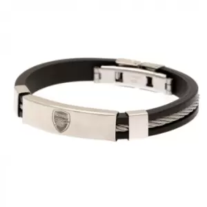Image of Arsenal FC Silver Inlay Silicone Bracelet (One Size) (Black)