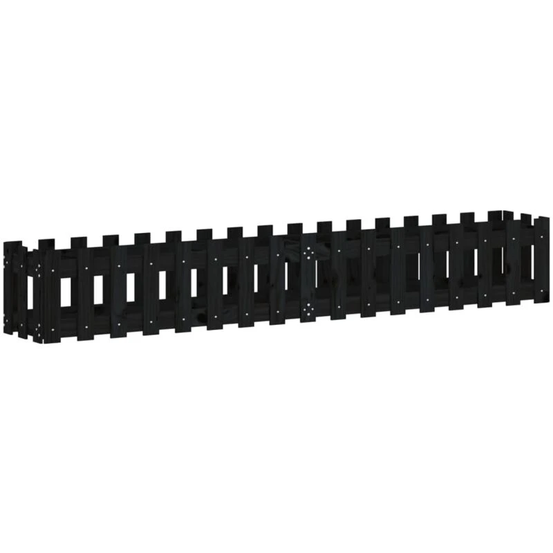 Image of vidaXL Garden Raised Bed w/ Fence Design Black 200x30x30 cm, Black 832504