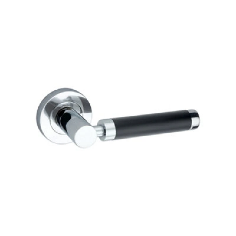 Image of Spira Brass Zest Lever Door Handle Dual Tone Black/chrome
