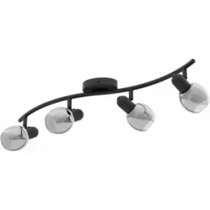 Image of Loops - Flush Ceiling Light Black Shade Black Transparent Glass Vaporized Bulb E14 4x28W
