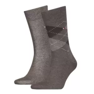 Image of Tommy Bodywear Hilfiger 2 Pack Check Socks Mens - Brown