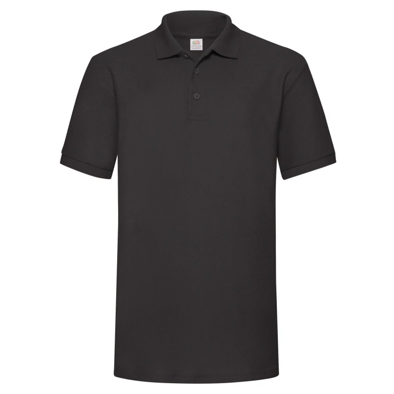 Image of Fruit Of The Loom Fruit of the Loom Men Polycotton Pique Heavy Polo Shirt in Black Size: Small Black S Male 5063470306213