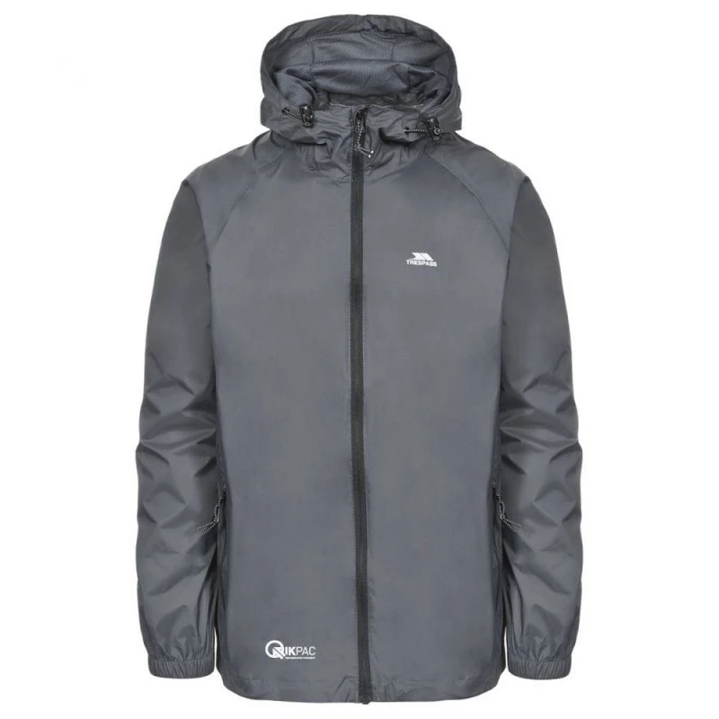 Image of Trespass Mens Qikpac Waterproof Jacket in Dark Grey Size: XS Dark Grey Male XS