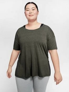 Image of Nike Curve Yoga Tee, Khaki, Size 18-20=1X, Women