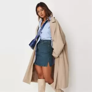 Image of Missguided Denim Split Side Mini Skirt - Blue