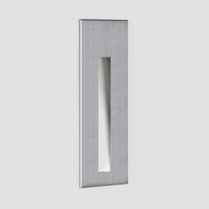 Image of LED 1 Light Outdoor Small Recessed Square Marker Wall Brushed Stainless Steel IP65