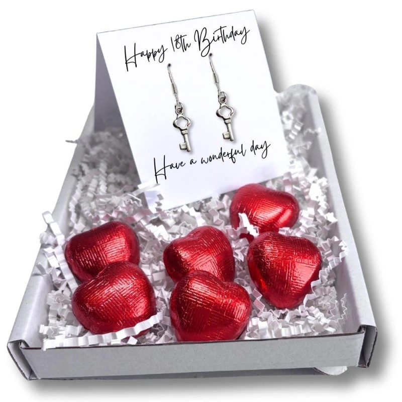 Image of Aye Do Gifts Happy 18th Birthday Earrings Mini Gift Hamper Silver female Fish Hook