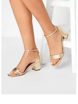 Image of Long Tall Sally Block Heel Sandal Gold Pu, Gold, Size 12, Women