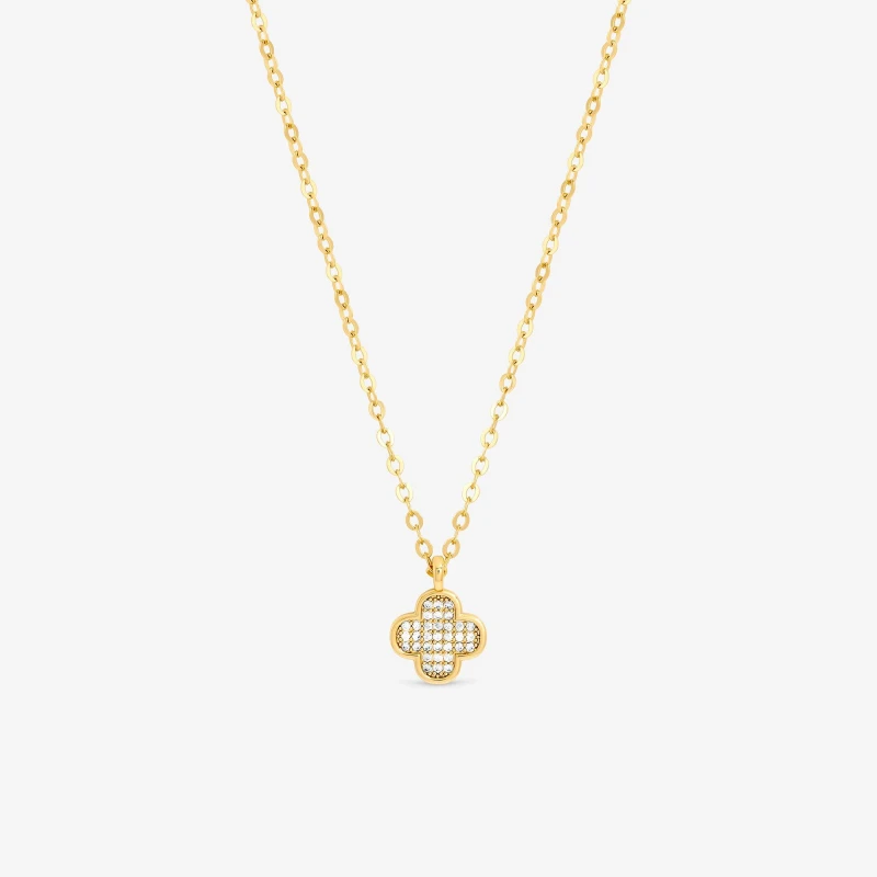 Image of Jon Richard Gold Plated Mirco Pave Clover Pendant Pendant Necklaces One Size Gold 39239310000