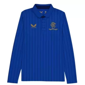 Image of Castore Rangers FC Longsleeve Polo Shirt 2022 2023 Junior Boys - Blue