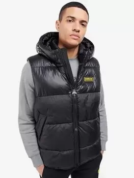 Image of Barbour International Balfour Hooded Padded Gilet, Black, Size L, Men