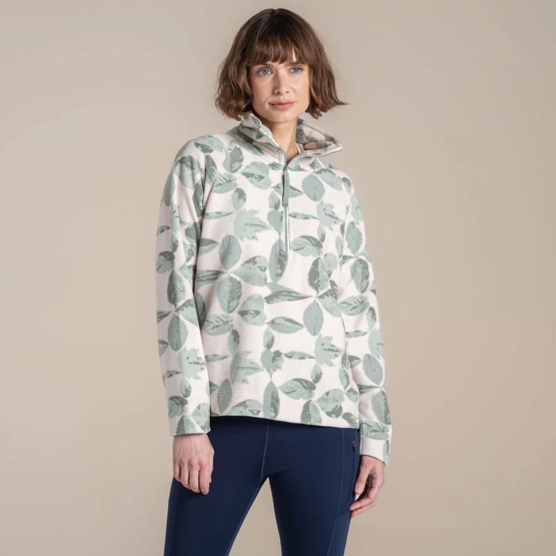 Image of Craghoppers Women's Annjela Half Zip Fleece Iced Matcha Print CWA401___1XW12L