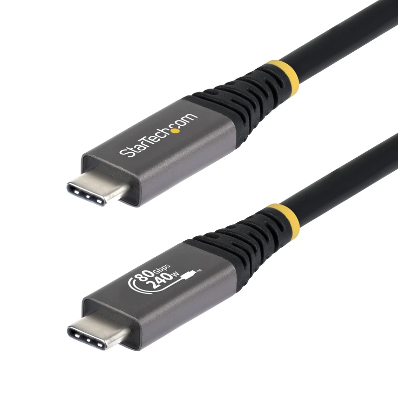 Image of StarTech.com StarTech.com 1m (3ft) USB4 Cable, 80Gbps, USB-IF Certified USB-C Cable, 240W PD, 8K 120Hz/4K 240Hz DP2.1 DP80, TPE Jacket, Thunderbolt 4