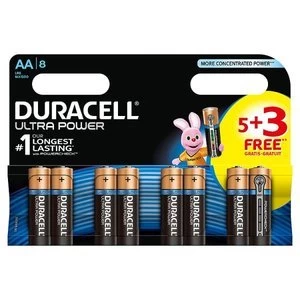 Image of Duracell Ultra Power Alkaline 5+3 AA Batteries - Pack of 8