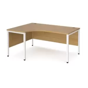 Image of Office Desk Left Hand Corner Desk 1600mm Oak Top With White Frame 1200mm Depth Maestro 25 MB16ELWHO