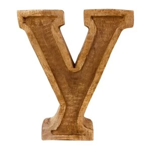 Image of Letter Y Hand Carved Wooden Embossed