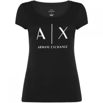 Image of Armani Exchange Logo T-Shirt Black Size XS Women
