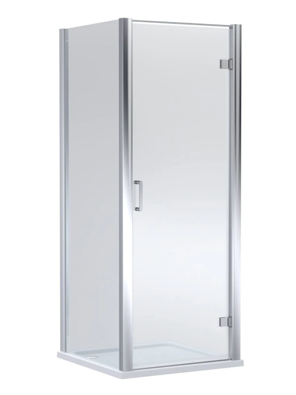 Image of Balterley Hinged Shower Door & Slip Resistant Tray Pack: 800x800mm Chrome/White in Silver Silver Unisex