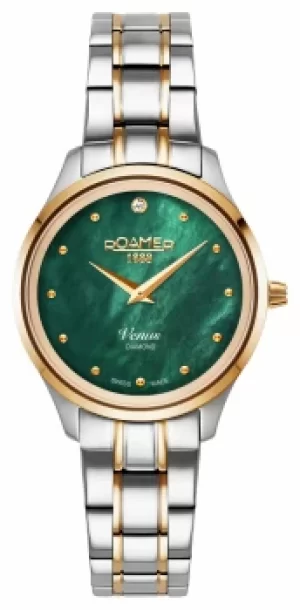 Image of Roamer 601857 47 59 20 Venus Green MOP Diamond Dial Yellow Watch