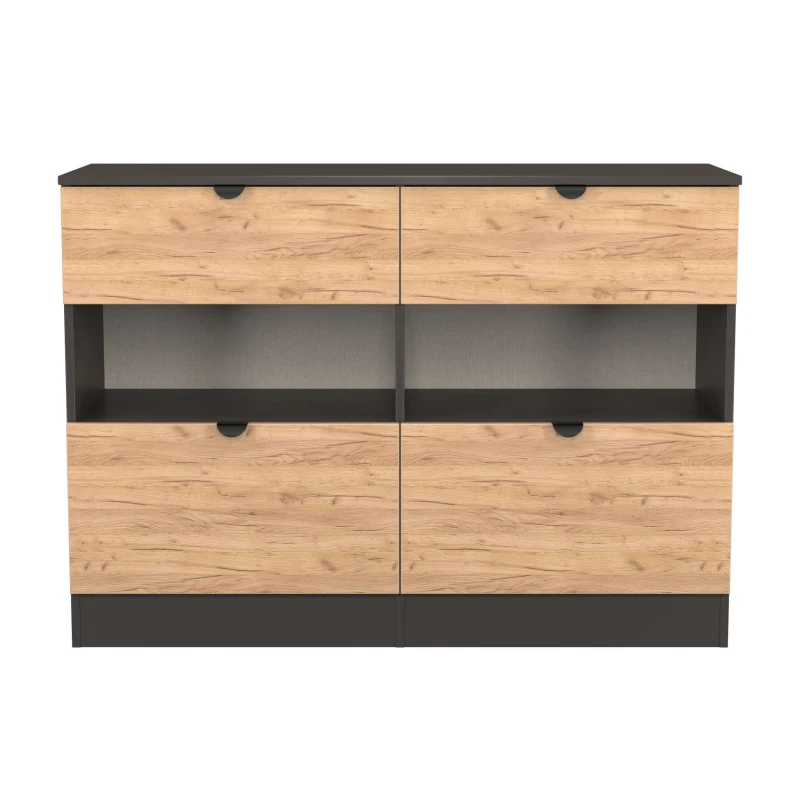 Image of Welcome Furniture Solomon 4 Drawer Open Shelf Wide Chest Chest of Drawers Regular Grey 42346090390