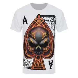 Image of Grindstore Mens Ace Of Spades T-Shirt (S) (White/Black/Orange)
