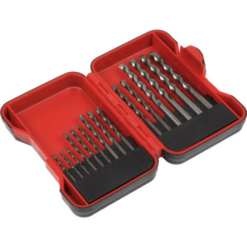 Image of Loops 15 Piece Masonry Drill Bit Set - Tungsten Steel Drills - Assorted Sizes Metallics