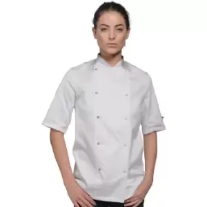 Image of Dennys Womens/Ladies Lightweight Short Sleeve Chefs Jacket / Chefswear (Pack of 2) (XL) (White) - White
